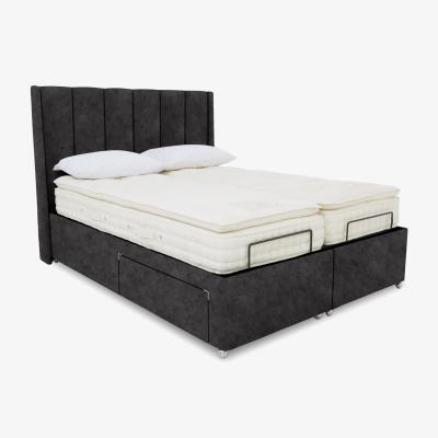 Furniture Village E-Motion Ryo Dual Adjustable Divan Base with Massage Function and Headboard - Super King - Daytona Coal