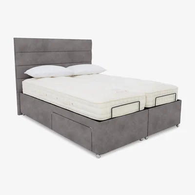 Furniture Village E-Motion Natsu Dual Adjustable Divan Base With 4 Drawers with Massage Function and Headboard - Super King - Dapple Sterling