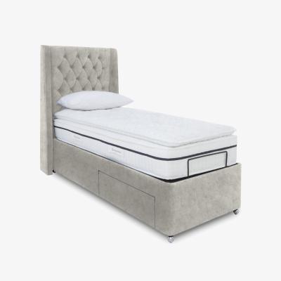 Furniture Village E-Motion Zen Adjustable Divan Base With 2 Drawers with Headboard - Single - Daytona Stone