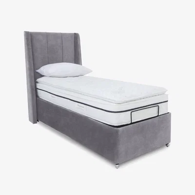 Furniture Village E-Motion Akira Dual Adjustable Ottoman Divan Base with Massage Function and Headboard - Single - Aston Steel