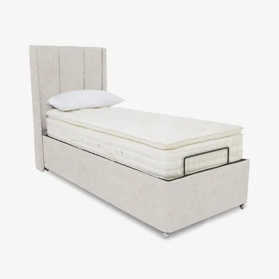 Furniture Village E-Motion Ryo Dual Adjustable Ottoman Divan Base with Massage Function and Headboard - Single - Sandstone Pearl