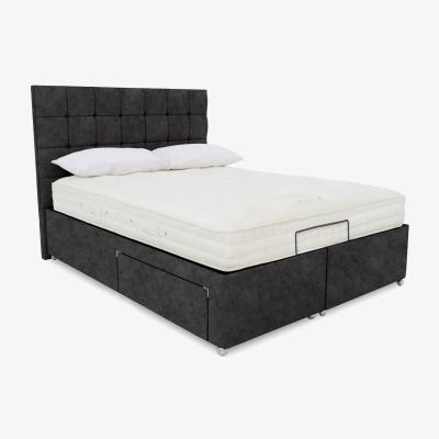 Furniture Village E-Motion Kaito Adjustable Divan Base With 2 Drawers with Headboard - King Size - Daytona Coal