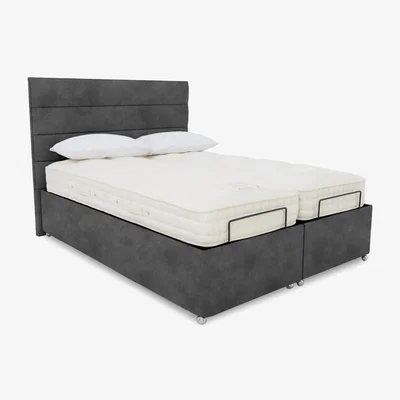 Furniture Village E-Motion Natsu Dual Adjustable Ottoman Divan Base with Massage Function and Headboard - King Size - Dapple Mink