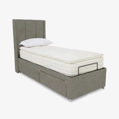 Furniture Village E-Motion Ryo Dual Adjustable Divan Base With 2 Drawers with Massage Function and Headboard - Single - Warm Onyx