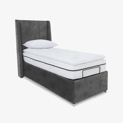 Furniture Village E-Motion Akira Dual Adjustable Ottoman Divan Base with Massage Function and Headboard - Single - Dapple Mink