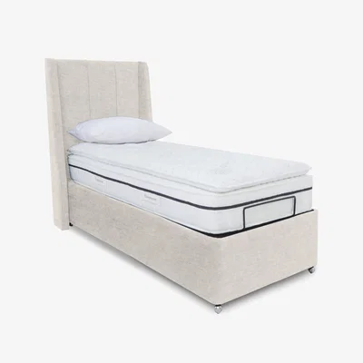 Furniture Village E-Motion Akira Adjustable Ottoman Divan Base with Headboard - Single - Smokey Quartz