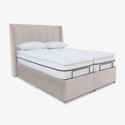Furniture Village E-Motion Akira Dual Adjustable Divan Base With 2 Drawers with Headboard - King Size - Shetland Pebble