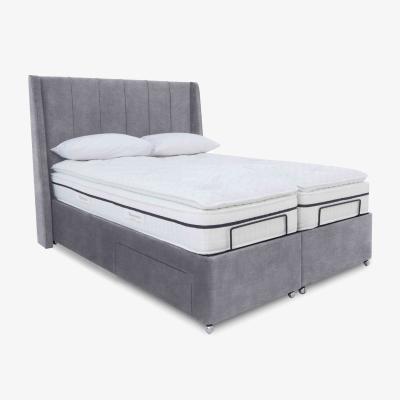 Furniture Village E-Motion Akira Dual Adjustable Divan Base With 4 Drawers with Headboard - Super King - Aston Steel