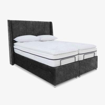 Furniture Village E-Motion Akira Dual Adjustable Divan Base With 2 Drawers with Massage Function and Headboard - King Size - Daytona Coal
