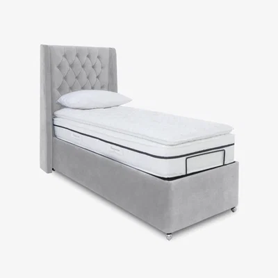 Furniture Village E-Motion Zen Dual Adjustable Ottoman Divan Base with Massage Function and Headboard - Single - Aston Silver