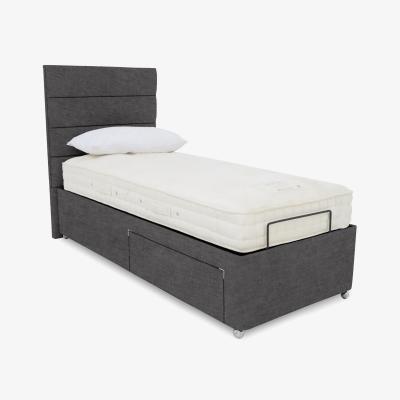 Furniture Village E-Motion Natsu Dual Adjustable Divan Base With 2 Drawers with Massage Function and Headboard - Single - Smokey Quartz