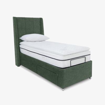 Furniture Village E-Motion Akira Dual Adjustable Divan Base With 2 Drawers with Massage Function and Headboard - Single - Sage