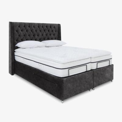 Furniture Village E-Motion Zen Dual Adjustable Divan Base With 2 Drawers with Headboard - Super King - Daytona Coal