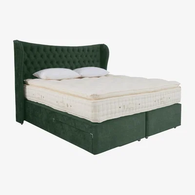 Furniture Village Hypnos - Bespoke Emperor Medium Divan Set with Continental Drawers - Super King - Tourmaline Green