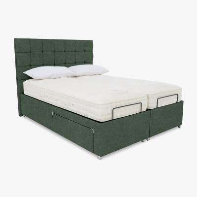 Furniture Village E-Motion Kaito Dual Adjustable Divan Base With 2 Drawers with Massage Function and Headboard - Super King - Sage