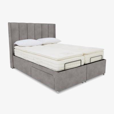 Furniture Village E-Motion Ryo Dual Adjustable Divan Base With 2 Drawers with Massage Function and Headboard - Super King - Dapple Oyster