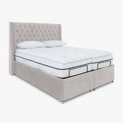 Furniture Village E-Motion Zen Dual Adjustable Ottoman Divan Base with Massage Function and Headboard - Super King - Aston Linen