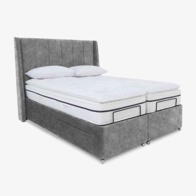 Furniture Village E-Motion Akira Dual Adjustable Divan Base With 2 Drawers with Headboard - King Size - Daytona Pebble