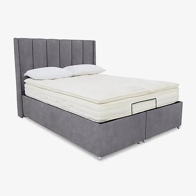 Furniture Village E-Motion Ryo Adjustable Ottoman Divan Base with Headboard - King Size - Aston Steel