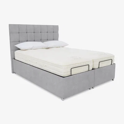 Furniture Village E-Motion Kaito Dual Adjustable Ottoman Divan Base with Headboard - King Size - Aston Silver