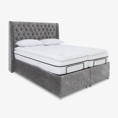 Furniture Village E-Motion Zen Dual Adjustable Divan Base With 4 Drawers with Massage Function and Headboard - King Size - Daytona Pebble
