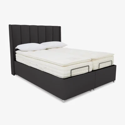 Furniture Village E-Motion Ryo Dual Adjustable Ottoman Divan Base with Massage Function and Headboard - Super King - Seven Anthracite