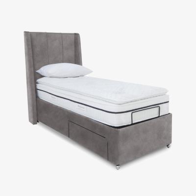 Furniture Village E-Motion Akira Dual Adjustable Divan Base With 2 Drawers with Massage Function and Headboard - Single - Dapple Sterling