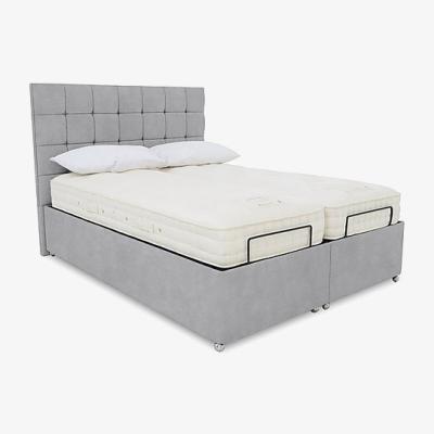 Furniture Village E-Motion Kaito Adjustable Ottoman Divan Base with Headboard - King Size - Aston Silver