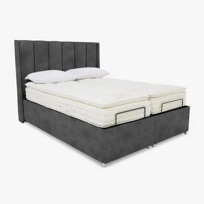 Furniture Village E-Motion Ryo Dual Adjustable Ottoman Divan Base with Headboard - Super King - Dapple Mink
