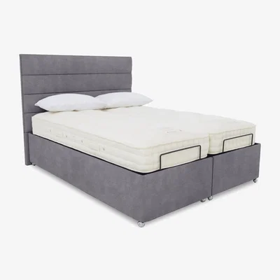 Furniture Village E-Motion Natsu Dual Adjustable Ottoman Divan Base with Headboard - Super King - Aston Steel