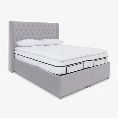 Furniture Village E-Motion Zen Dual Adjustable Ottoman Divan Base with Headboard - King Size - Seven Lilac