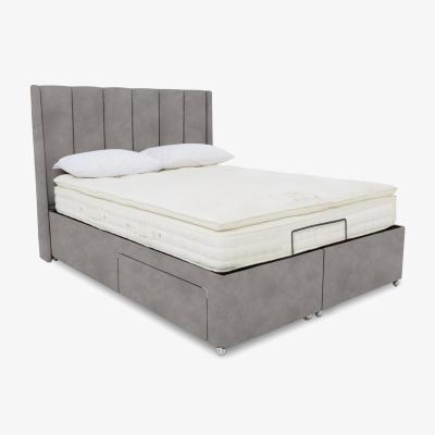 Furniture Village E-Motion Ryo Adjustable Divan Base With 4 Drawers with Headboard - King Size - Dapple Oyster