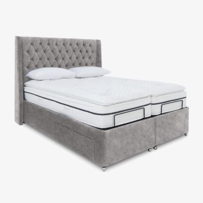 Furniture Village E-Motion Zen Dual Adjustable Divan Base With 4 Drawers with Headboard - King Size - Daytona Silver