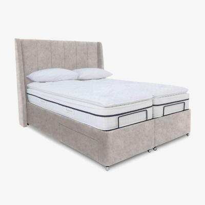 Furniture Village E-Motion Akira Dual Adjustable Divan Base With 2 Drawers with Headboard - Super King - Daytona Stone