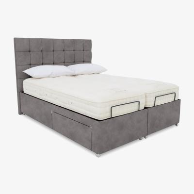 Furniture Village E-Motion Kaito Dual Adjustable Divan Base with Headboard - King Size - Dapple Sterling