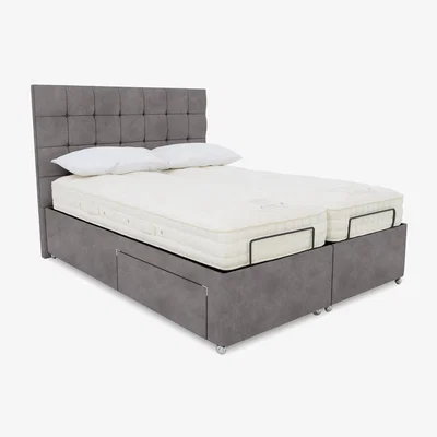 Furniture Village E-Motion Kaito Dual Adjustable Divan Base with Headboard - King Size - Dapple Sterling