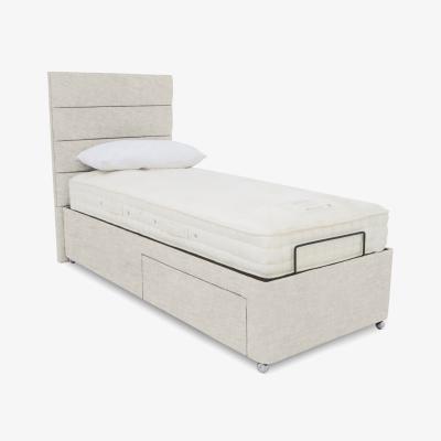 Furniture Village E-Motion Natsu Adjustable Divan Base With 2 Drawers with Headboard - Single - Sandstone Pearl