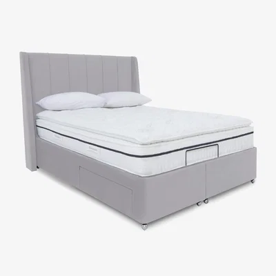 Furniture Village E-Motion Akira Adjustable Divan Base With 4 Drawers with Headboard - King Size - Seven Lilac