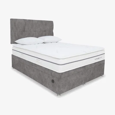 Furniture Village Sleepeezee - Memory Sense 2300 Power Ottoman Divan Set - Double - Dapple Silver