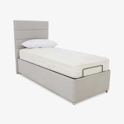 Furniture Village E-Motion Natsu Adjustable Ottoman Divan Base with Headboard - Single - Shetland Pebble
