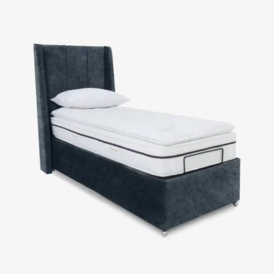 Furniture Village E-Motion Akira Dual Adjustable Ottoman Divan Base with Massage Function and Headboard - Single - Daytona Ocean