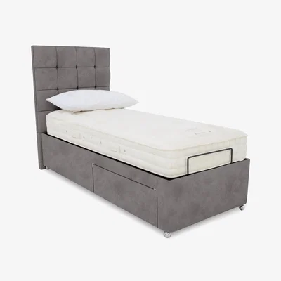 Furniture Village E-Motion Kaito Dual Adjustable Divan Base with Massage Function and Headboard - Single - Dapple Sterling