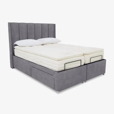 Furniture Village E-Motion Ryo Dual Adjustable Divan Base with Headboard - Super King - Aston Steel