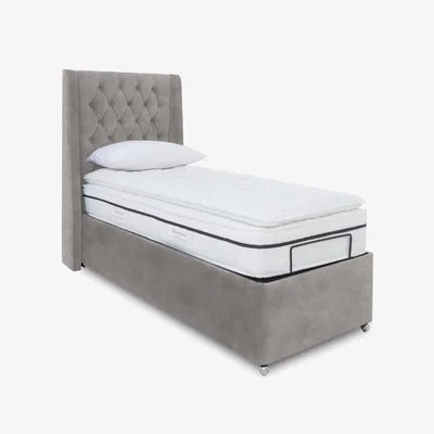 Furniture Village E-Motion Zen Adjustable Ottoman Divan Base with Headboard - Single - Dapple Oyster