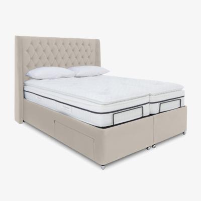 Furniture Village E-Motion Zen Dual Adjustable Divan Base With 4 Drawers with Massage Function and Headboard - Super King - Sage