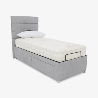 Furniture Village E-Motion Natsu Adjustable Divan Base With 2 Drawers with Headboard - Single - Aston Silver