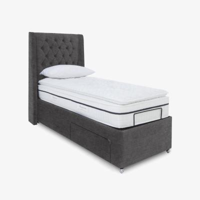 Furniture Village E-Motion Zen Adjustable Divan Base With 2 Drawers with Headboard - Single - Smokey Quartz