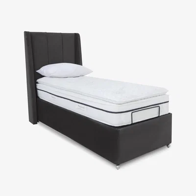 Furniture Village E-Motion Akira Adjustable Ottoman Divan Base with Headboard - Single - Seven Anthracite