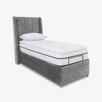 Furniture Village E-Motion Akira Adjustable Ottoman Divan Base with Headboard - Single - Daytona Pebble