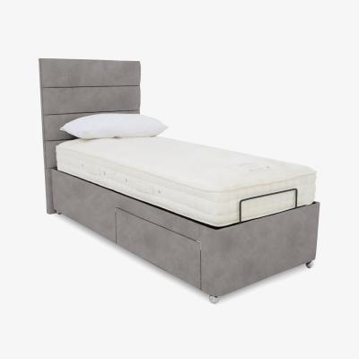 Furniture Village E-Motion Natsu Dual Adjustable Divan Base With 2 Drawers with Massage Function and Headboard - Single - Dapple Oyster